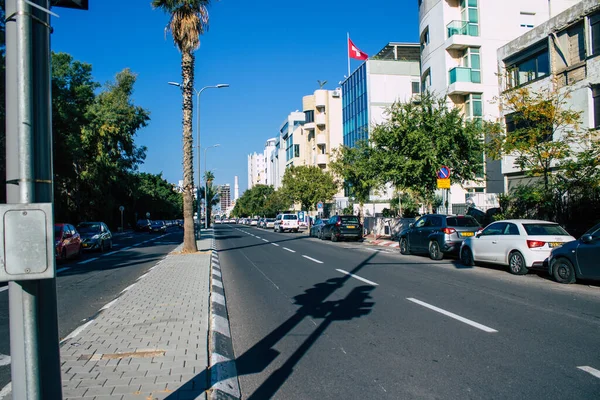 Tel Aviv Israel Dezembro 2020 Vista Tráfego Urbano Nas Ruas — Fotografia de Stock