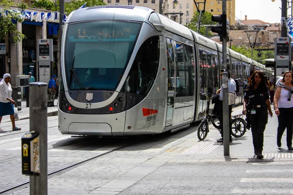 Jérusalem Israël 2019 Vue Tramway Également Appelé Train Léger Avant — Photo