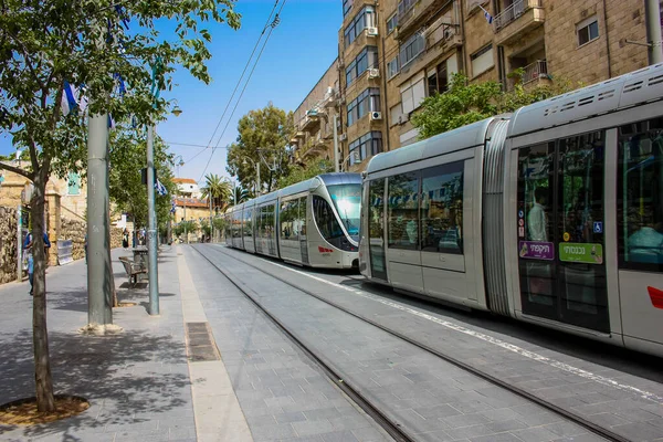 Jerusalén Israel 2019 Vista Del Tranvía También Llamado Tren Ligero — Foto de Stock