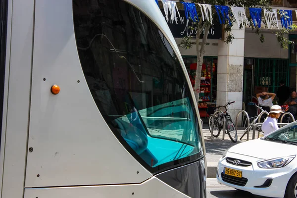 Jerusalén Israel 2019 Vista Del Tranvía También Llamado Tren Ligero —  Fotos de Stock