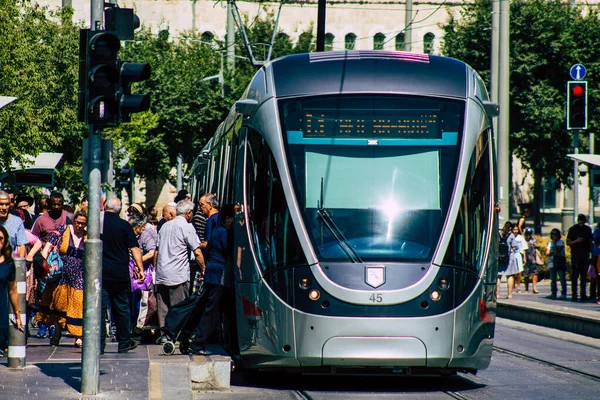 Jerusalén Israel 2019 Vista Del Tranvía También Llamado Tren Ligero — Foto de Stock