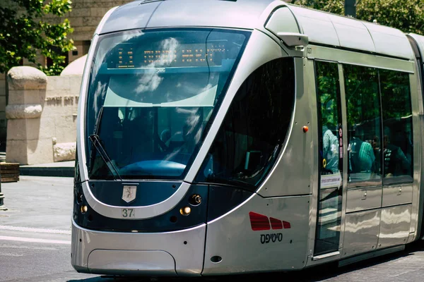 Gerusalemme Israele 2019 Veduta Del Tram Chiamato Anche Treno Leggero — Foto Stock