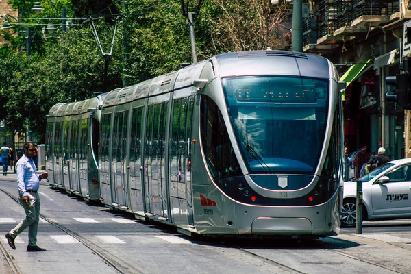 Jérusalem Israël 2019 Vue Tramway Également Appelé Train Léger Avant — Photo