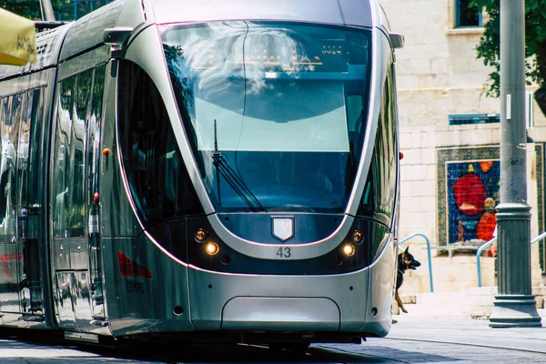 Jerusalem Israel 2019 View Tram Also Called Light Train Coronavirus — Stock Photo, Image