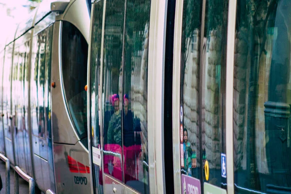 Jeruzalem Israël 2019 Zicht Tram Ook Wel Light Train Genoemd — Stockfoto