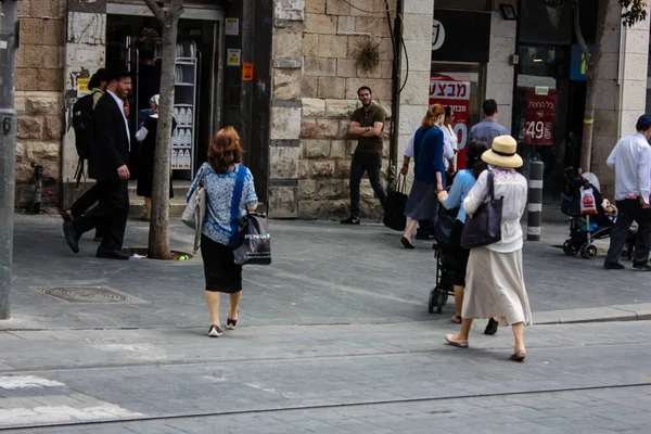 Jerusalem 2019 View Unidentified Israeli People Walk Jaffa Street Coronavirus — 스톡 사진