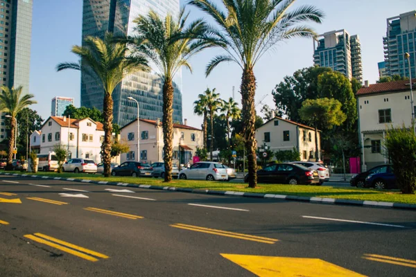 Tel Aviv Israel Diciembre 2020 Vista Del Tráfico Urbano Las —  Fotos de Stock