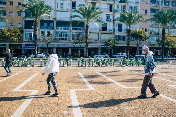 Tel Aviv Israel Dezembro 2020 Vista Pessoas Israelenses Não Identificadas — Fotografia de Stock