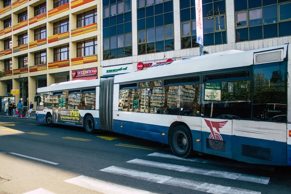 Tel Aviv Israel Dezembro 2020 Vista Ônibus Público Israelense Dirigindo — Fotografia de Stock