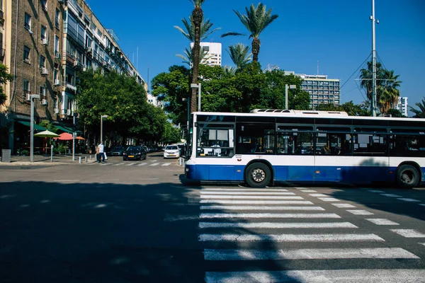 Tel Aviv Israel Diciembre 2020 Vista Autobús Público Israelí Conduciendo —  Fotos de Stock
