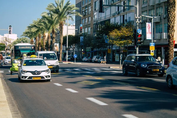 Tel Aviv Israel Diciembre 2020 Vista Taxi Tradicional Israelí Conduciendo — Foto de Stock