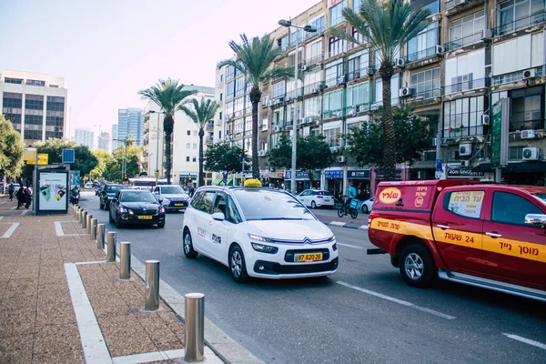 Tel Aviv Israël Décembre 2020 Vue Taxi Traditionnel Israélien Circulant — Photo