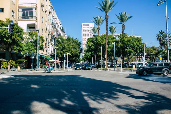 Tel Aviv Israel December 2020 Visa Stadstrafik Gatorna Tel Aviv — Stockfoto