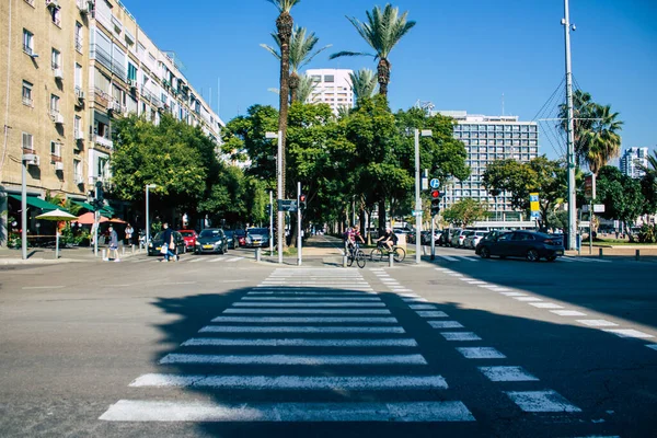 Tel Aviv Israel December 2020 Visa Stadstrafik Gatorna Tel Aviv — Stockfoto