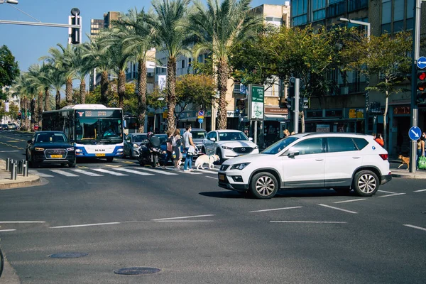 Tel Aviv Israel Diciembre 2020 Vista Del Tráfico Urbano Las — Foto de Stock