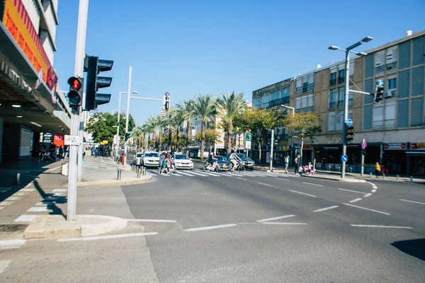 Tel Aviv Israel Dezembro 2020 Vista Tráfego Urbano Nas Ruas — Fotografia de Stock