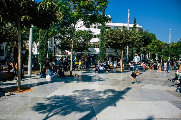 Tel Aviv Israel December 2020 View Unidentified Israeli People Having — Stock Photo, Image