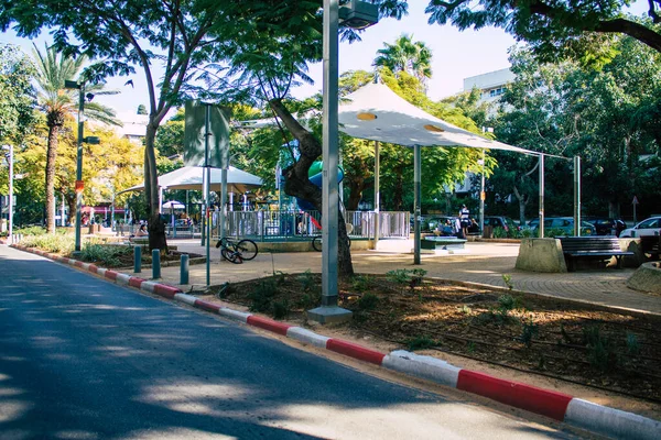 Tel Aviv Israel Diciembre 2020 Vista Del Paseo Verde Que — Foto de Stock