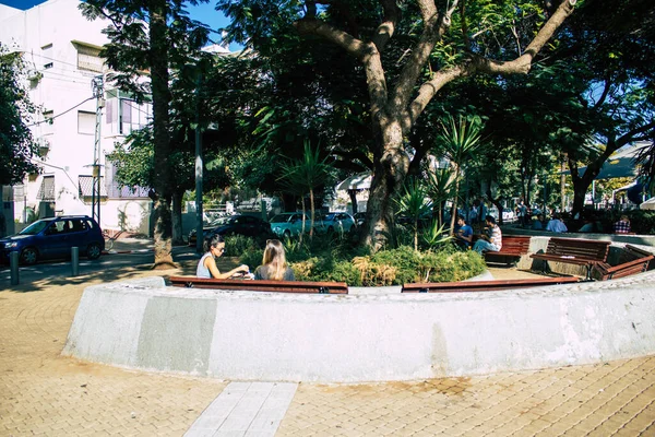 Tel Aviv Izrael 2020 Pohled Zelenou Promenádu Procházející Centrem Tel — Stock fotografie