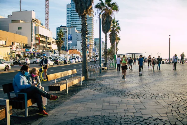 Tel Aviv Israel Diciembre 2020 Vista Personas Israelíes Identificadas Caminando — Foto de Stock