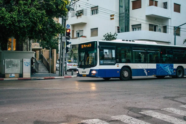 Tel Aviv Israël Décembre 2020 Vue Autobus Public Israélien Circulant — Photo