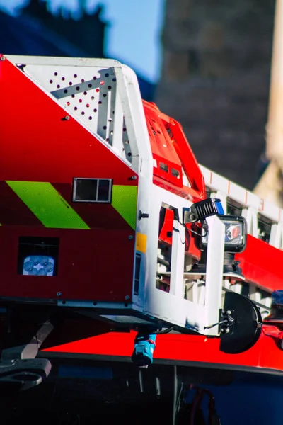 Reims France Décembre 2020 Vue Camion Pompiers Français Rouge Intervention — Photo