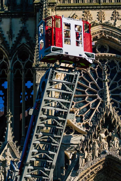 Reims France December 2020 View Red French Fire Truck Intervention — 图库照片