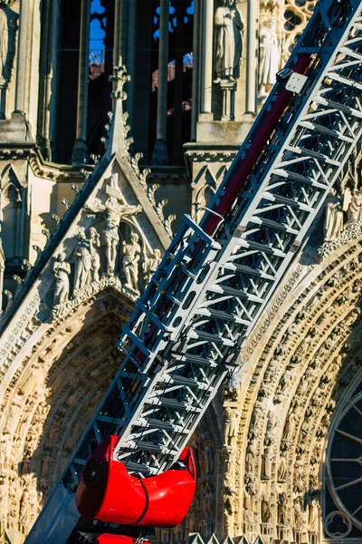 Reims France December 2020 View Red French Fire Truck Intervention — 图库照片