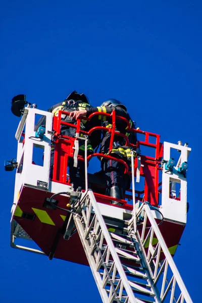 Reims France December 2020 View Traditional French Fire Fighter Intervention — Fotografia de Stock