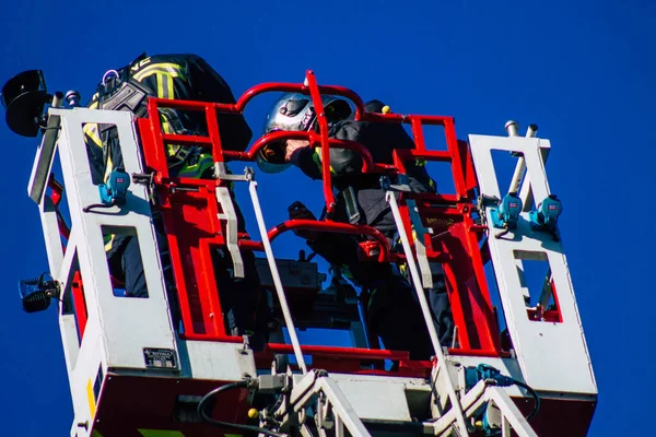 Reims France December 2020 View Traditional French Fire Fighter Intervention — Fotografia de Stock