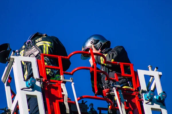 Reims France December 2020 View Traditional French Fire Fighter Intervention — Zdjęcie stockowe