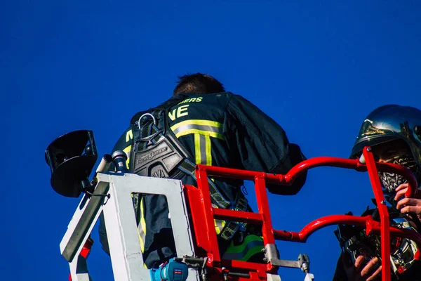 Reims France December 2020 View Traditional French Fire Fighter Intervention — Stok Foto