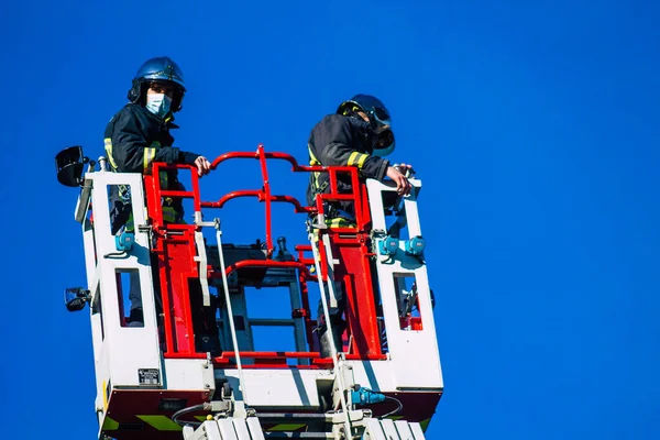 Reims France December 2020 View Traditional French Fire Fighter Intervention —  Fotos de Stock