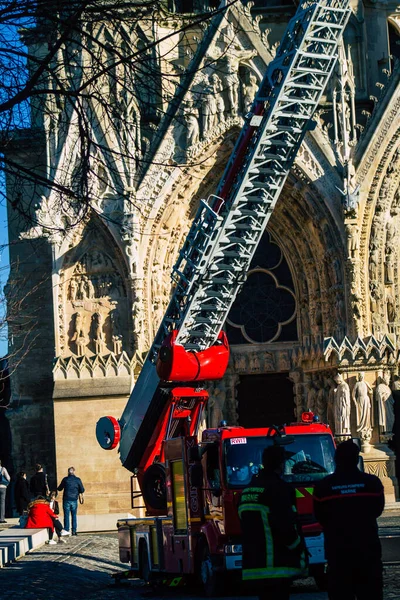 Reims France December 2020 View Traditional French Fire Fighter Intervention — 图库照片