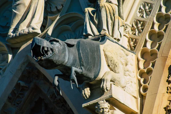 Reims France December 2020 View Exterior Facade Notre Dame Reims — Stock Photo, Image