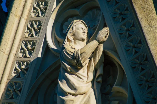 Reims França Dezembro 2020 Vista Fachada Exterior Catedral Notre Dame — Fotografia de Stock