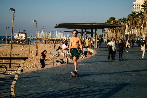 Tel Aviv Israel Diciembre 2020 Vista Personas Identificadas Rodando Por —  Fotos de Stock