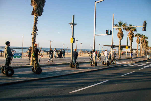 Tel Aviv Israel December 2020 View Unidentified People Rolling Streets — Stock Photo, Image