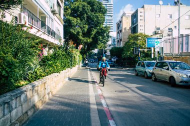 Tel Aviv Israel December 22, 2020 View of unidentified people rolling through the streets of Tel Aviv during lockdown and the Coronavirus outbreak hitting Israel