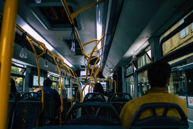 Tel Aviv Israel December 22, 2020 View of unidentified Israeli person with a face mask to protect themself travelling by city bus during lockdown and Coronavirus outbreak hitting Israel