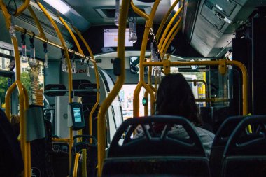 Tel Aviv Israel December 22, 2020 View of unidentified Israeli person with a face mask to protect themself travelling by city bus during lockdown and Coronavirus outbreak hitting Israel