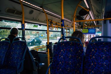 Tel Aviv Israel December 22, 2020 View of unidentified Israeli person with a face mask to protect themself travelling by city bus during lockdown and Coronavirus outbreak hitting Israel