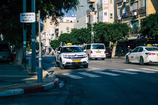 Tel Aviv Israël Décembre 2020 Vue Taxi Traditionnel Israélien Circulant — Photo