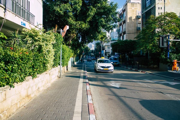 Tel Aviv Israel Diciembre 2020 Vista Taxi Tradicional Israelí Conduciendo — Foto de Stock