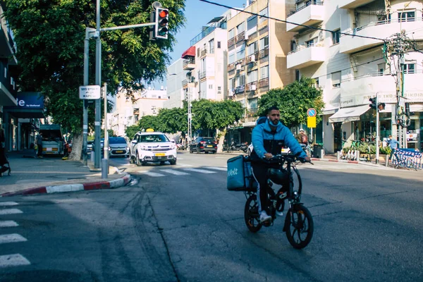 Tel Aviv Israel December 2020 View Unidentified People Rolling Streets — Foto Stock