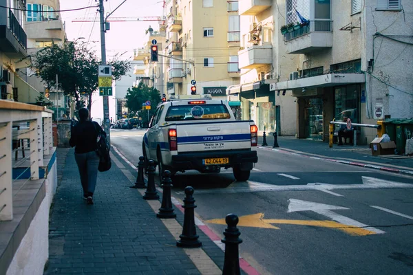 Tel Aviv Israel December 2020 Tekintse Meg Hagyományos Izraeli Rendőrautó — Stock Fotó