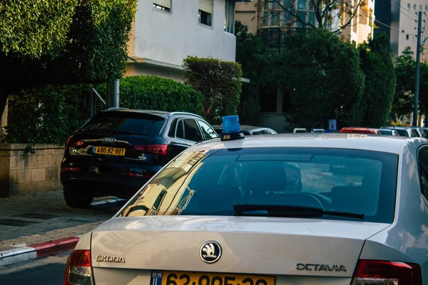 Tel Aviv Israel Dezembro 2020 Vista Carro Policial Tradicional Israelense — Fotografia de Stock