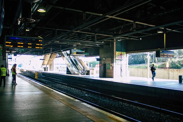 Tel Aviv Israel Dezembro 2020 Vista Plataforma Estação Ferroviária Cidade — Fotografia de Stock