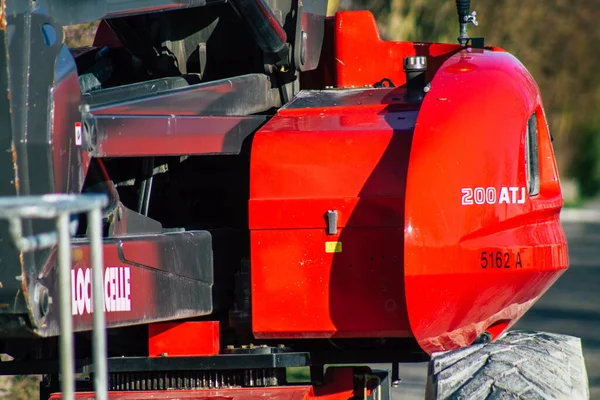 Reims França Dezembro 2020 Elevador Lança Basculante Manitou Está Equipado — Fotografia de Stock