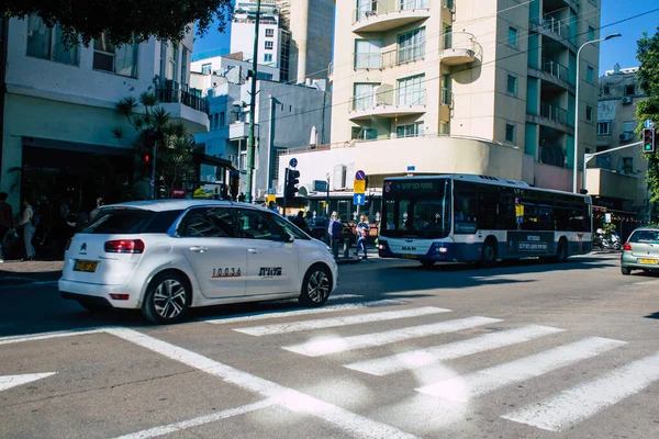 Tel Aviv Israel December 2020 View Traditional Israeli Taxi Driving — Stock Photo, Image